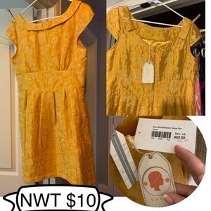 Yellow mini boatneck dress. NWT